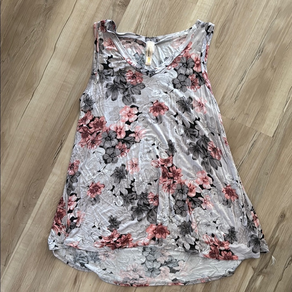 LARA Floral Tank Top - Pink and Gray